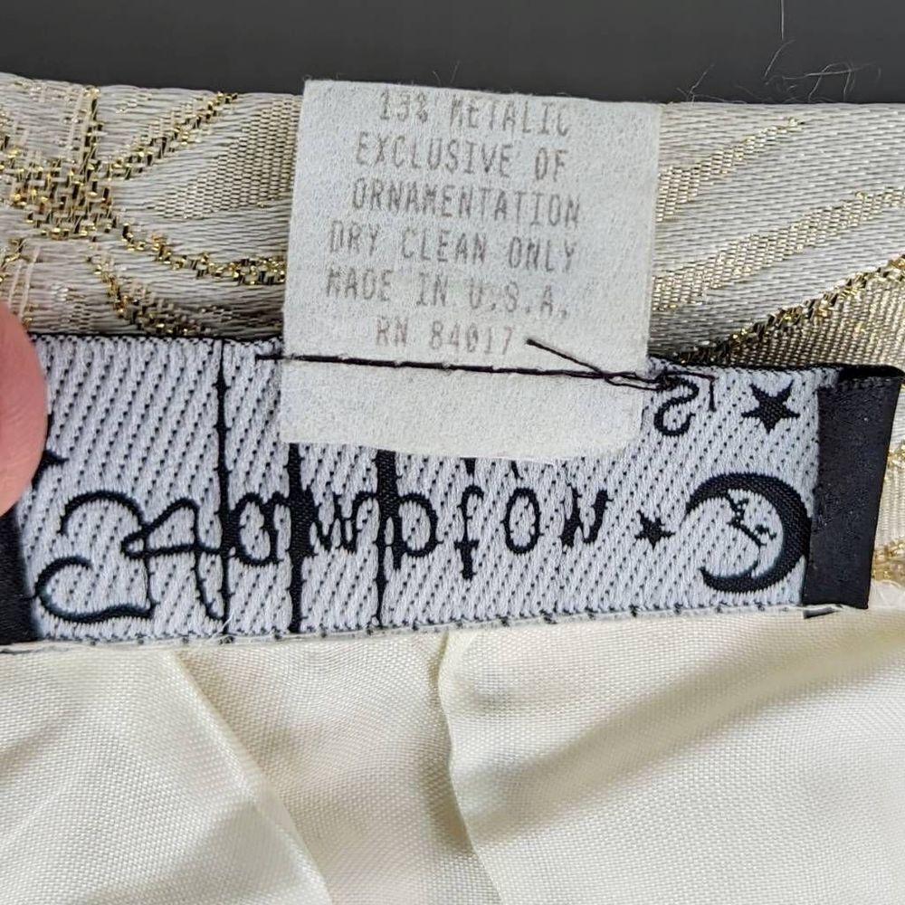 Hampton Nites Embroidered Metallic Cropped Blouse Pleated Skirt Beige Sz Medium - Picture 14 of 15